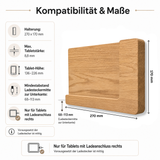Tablet-Wandhalterung aus Eiche – universal mit verstellbarer Ladefunktion