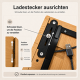 iPad Wandhalterung aus Holz mit verstellbarem Ladestecker