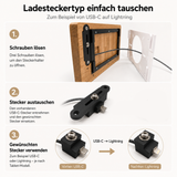 Tablet-Wandhalterung aus Eiche – universal mit verstellbarer Ladefunktion